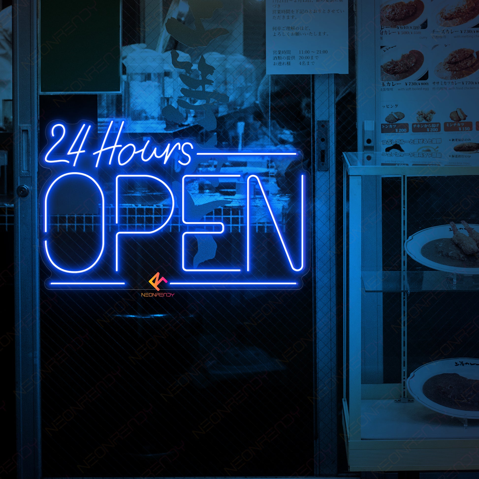 Neon Open 24 Hours Sign Open Led Light blue