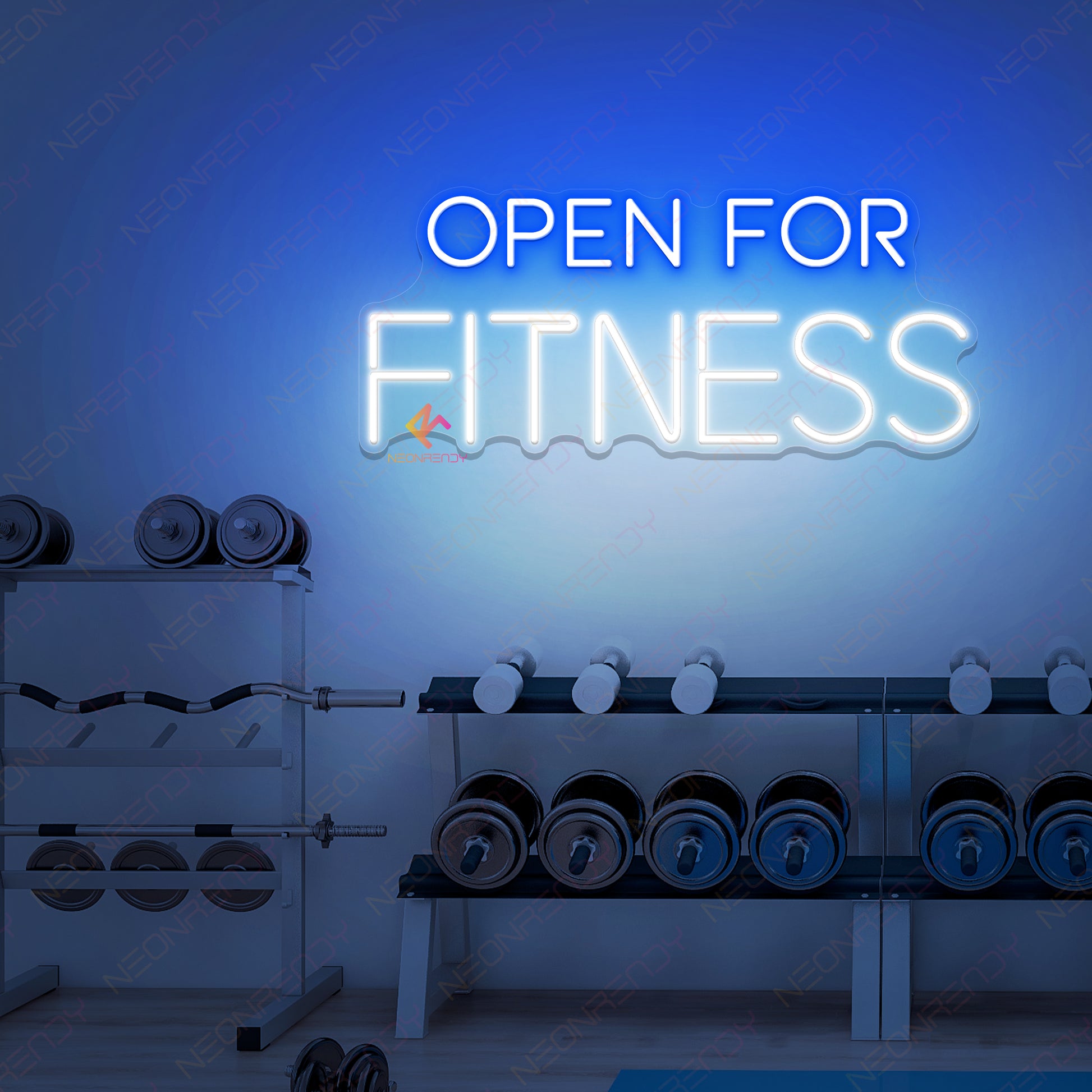 Open For Fitness Neon Sign Gym Led Light white