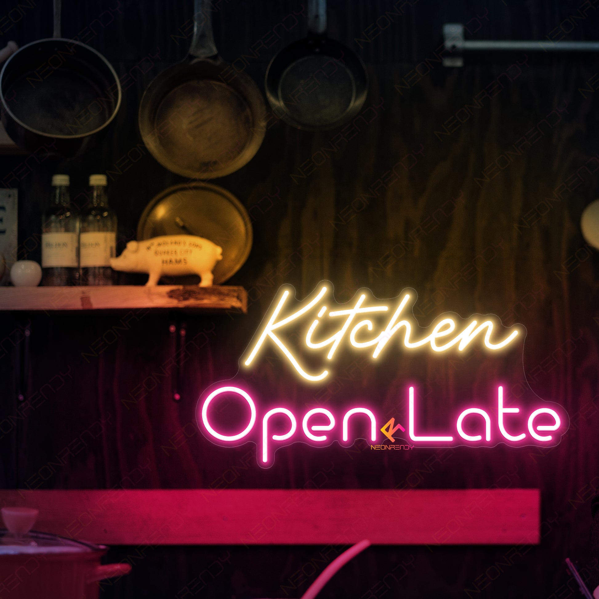 Kitchen Open Late Neon Sign Restaurant Led Light pink