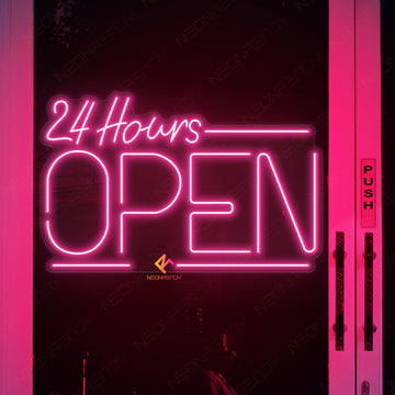 Neon Open 24 Hours Sign Open Led Light pink