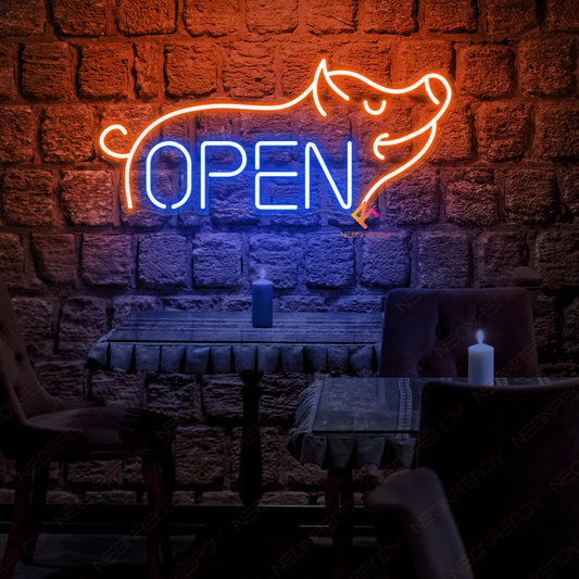Neon Pig Open Sign Led Light For Restaurant