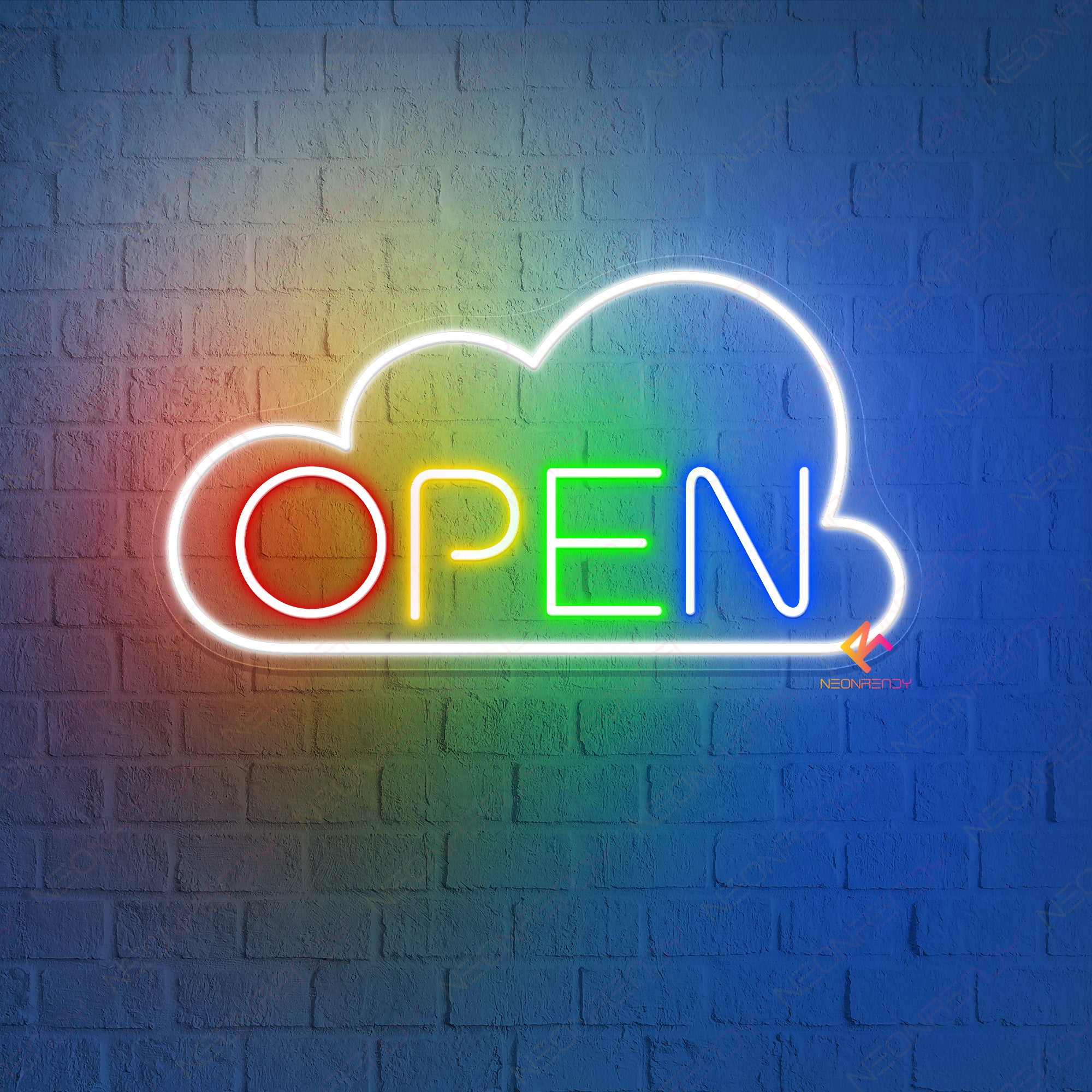 Rainbow Neon Open Sign LGBT Bar