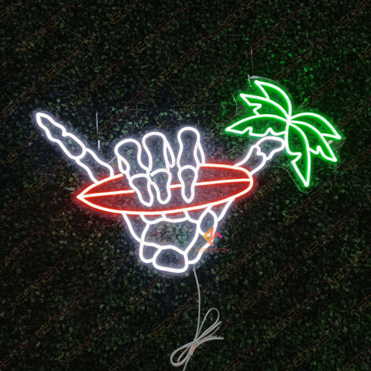 Shaka Neon Sign Surfboard Neon Hand Skull Light