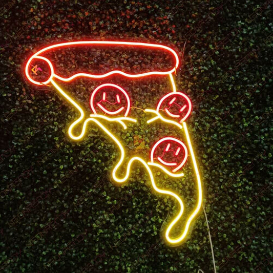 Smile Pizza Slice Neon Light Led Sign