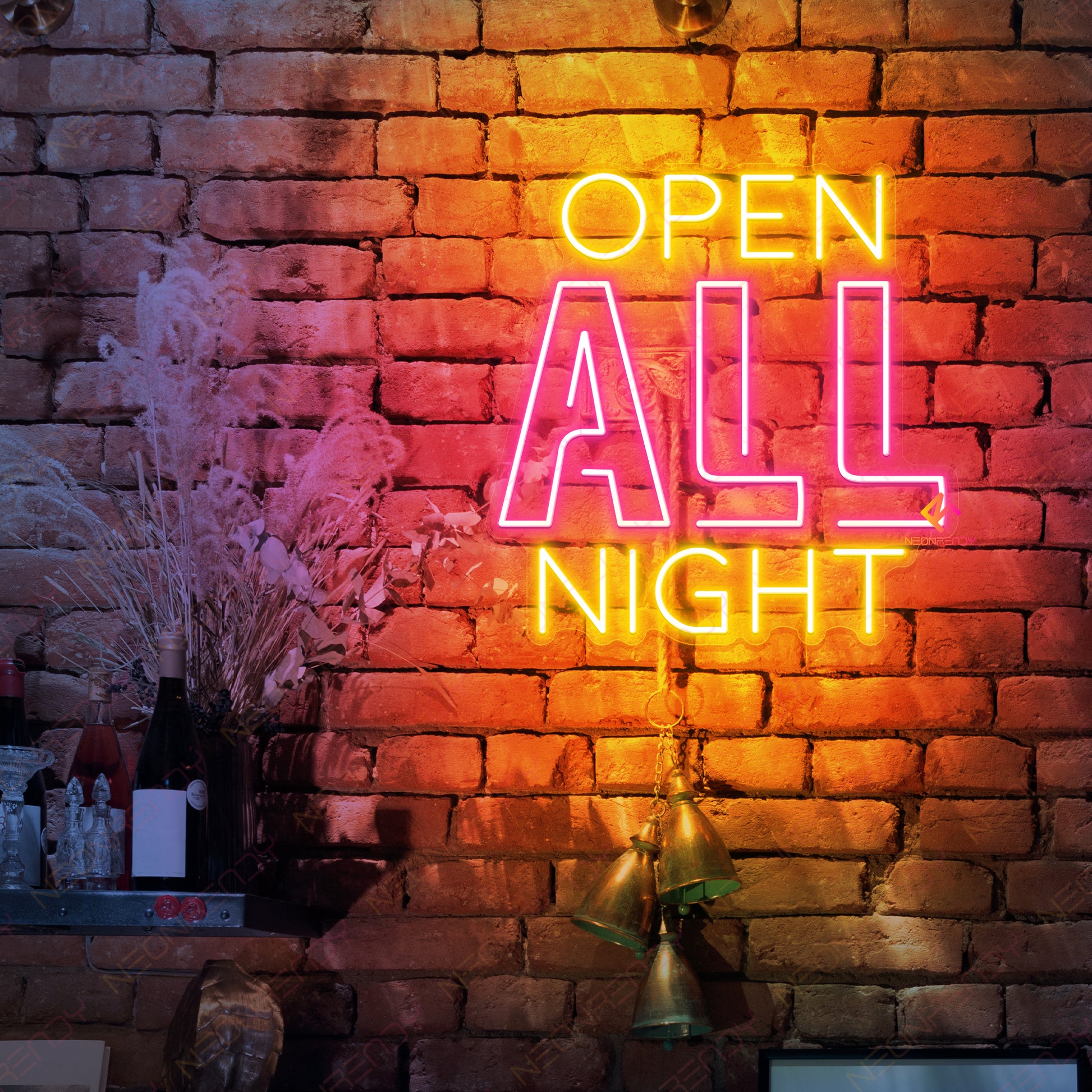 Open All Night Neon Sign Business Led Light pink