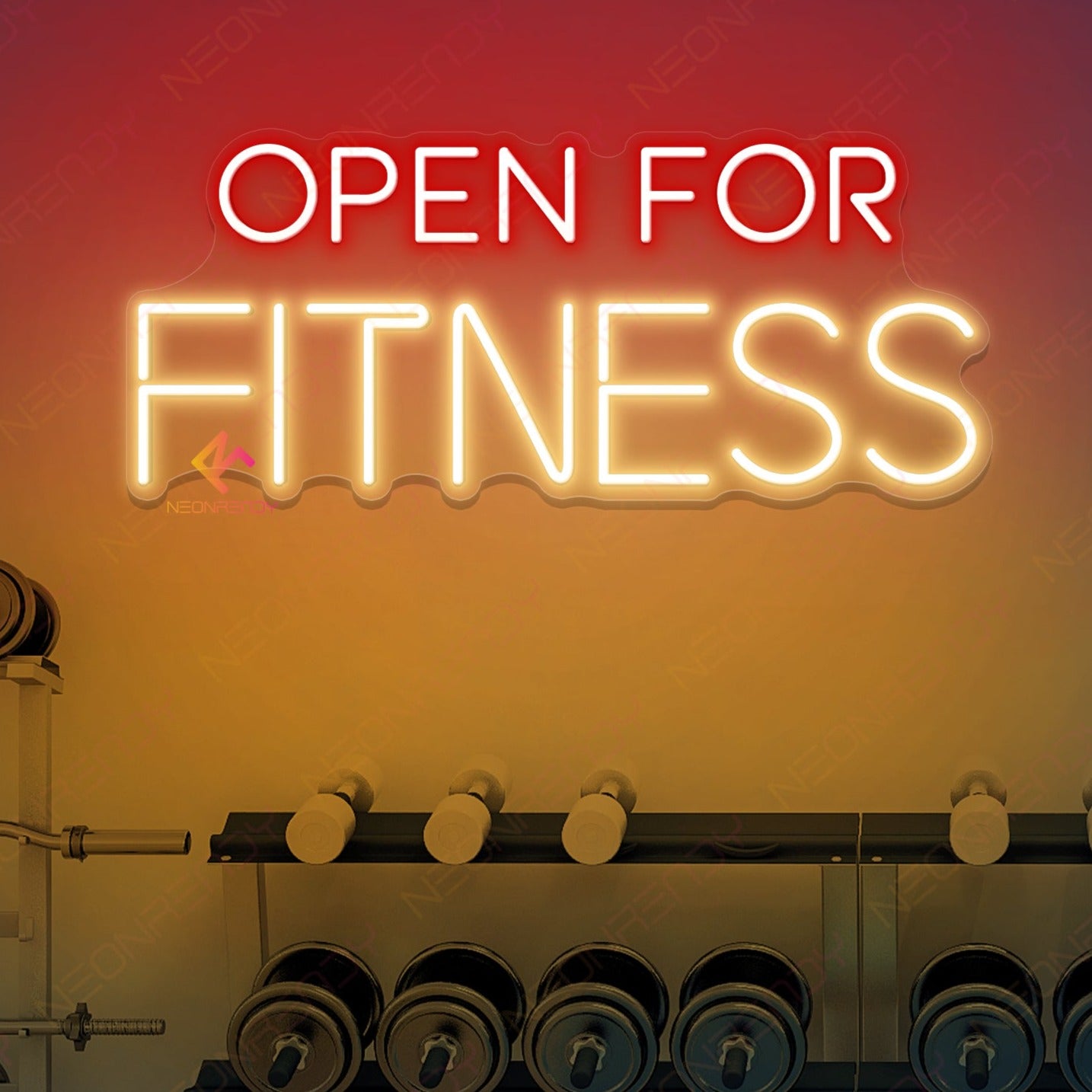 Open For Fitness Neon Sign Gym Led Light red