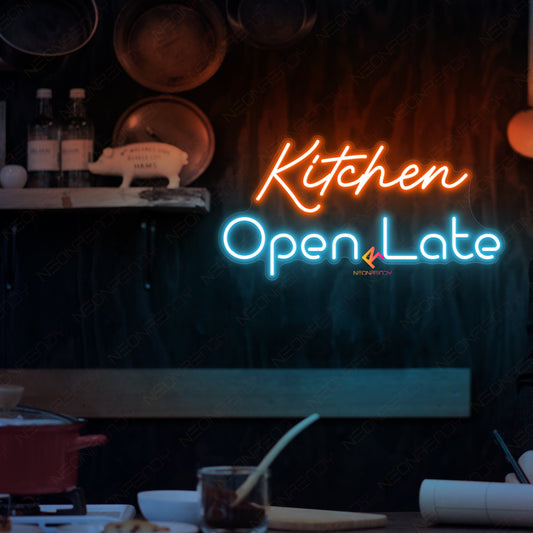 Kitchen Open Late Neon Sign Restaurant Led Light orange