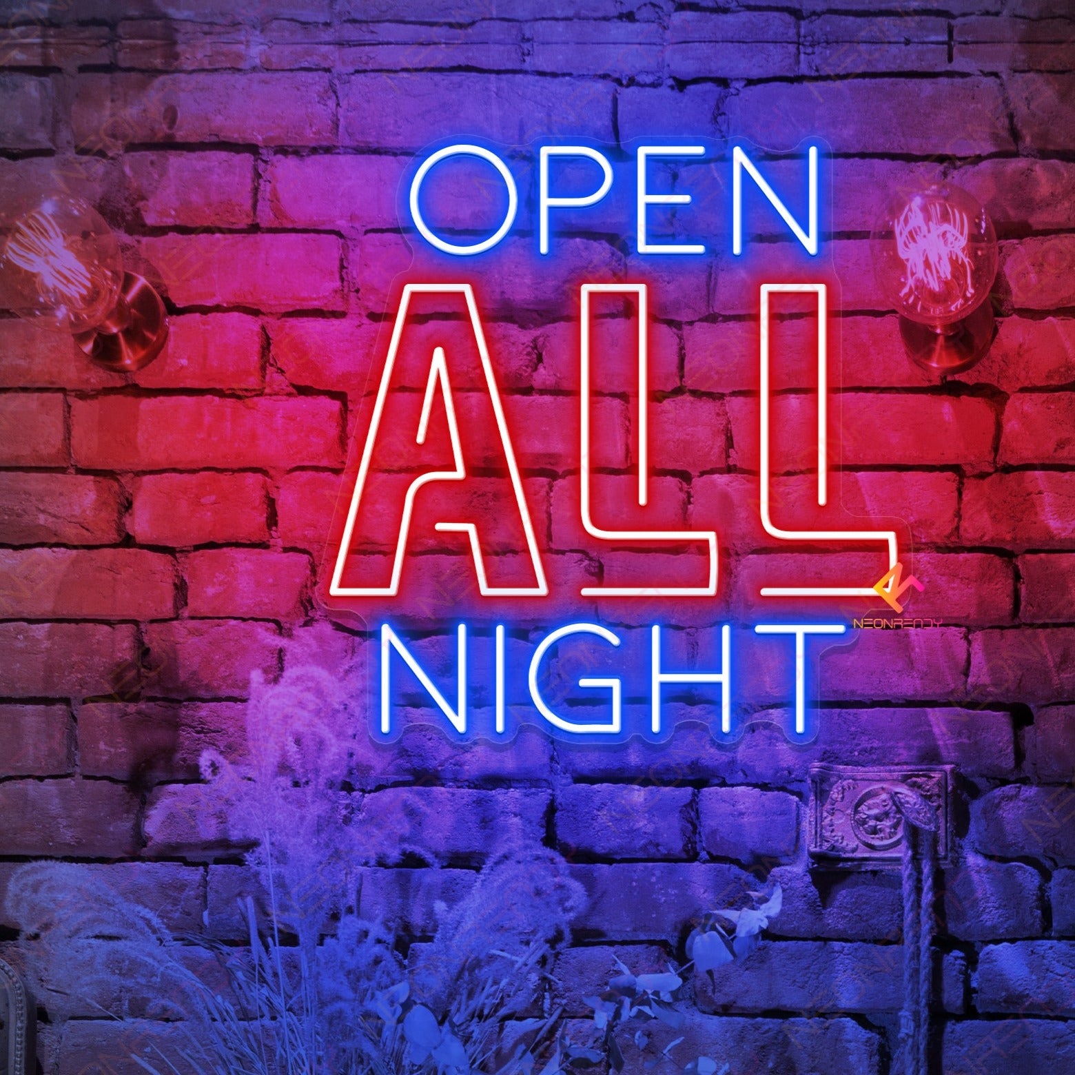 Open All Night Neon Sign Business Led Light red