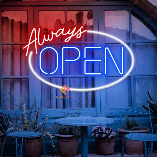 Always Open Neon Sign Business Decor Led Light red