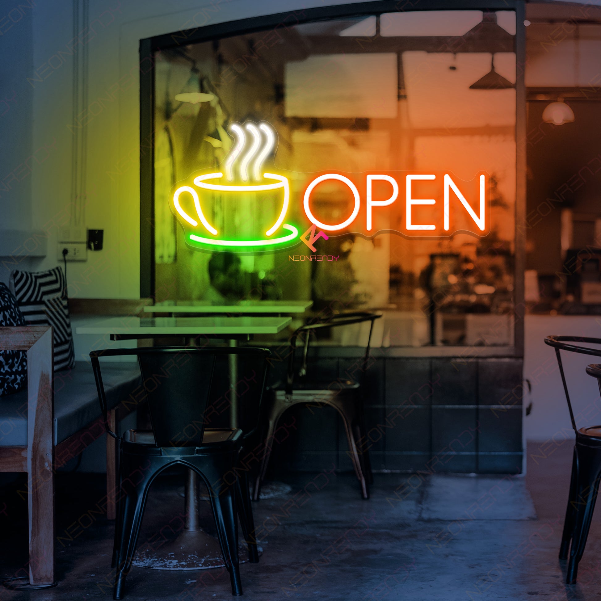 Cafe Open Neon Sign Coffee Shop Led Light orange