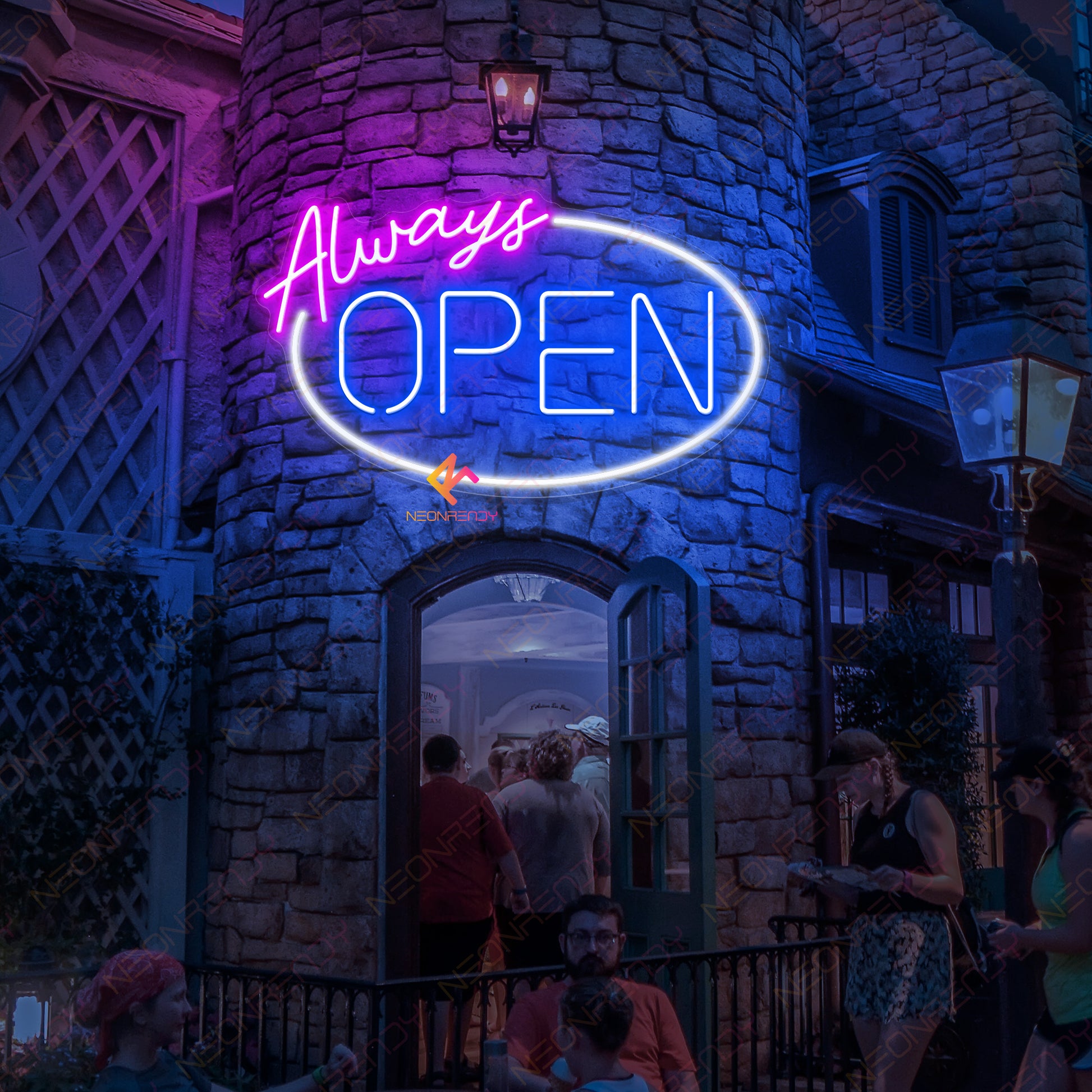 Always Open Neon Sign Business Decor Led Light blue