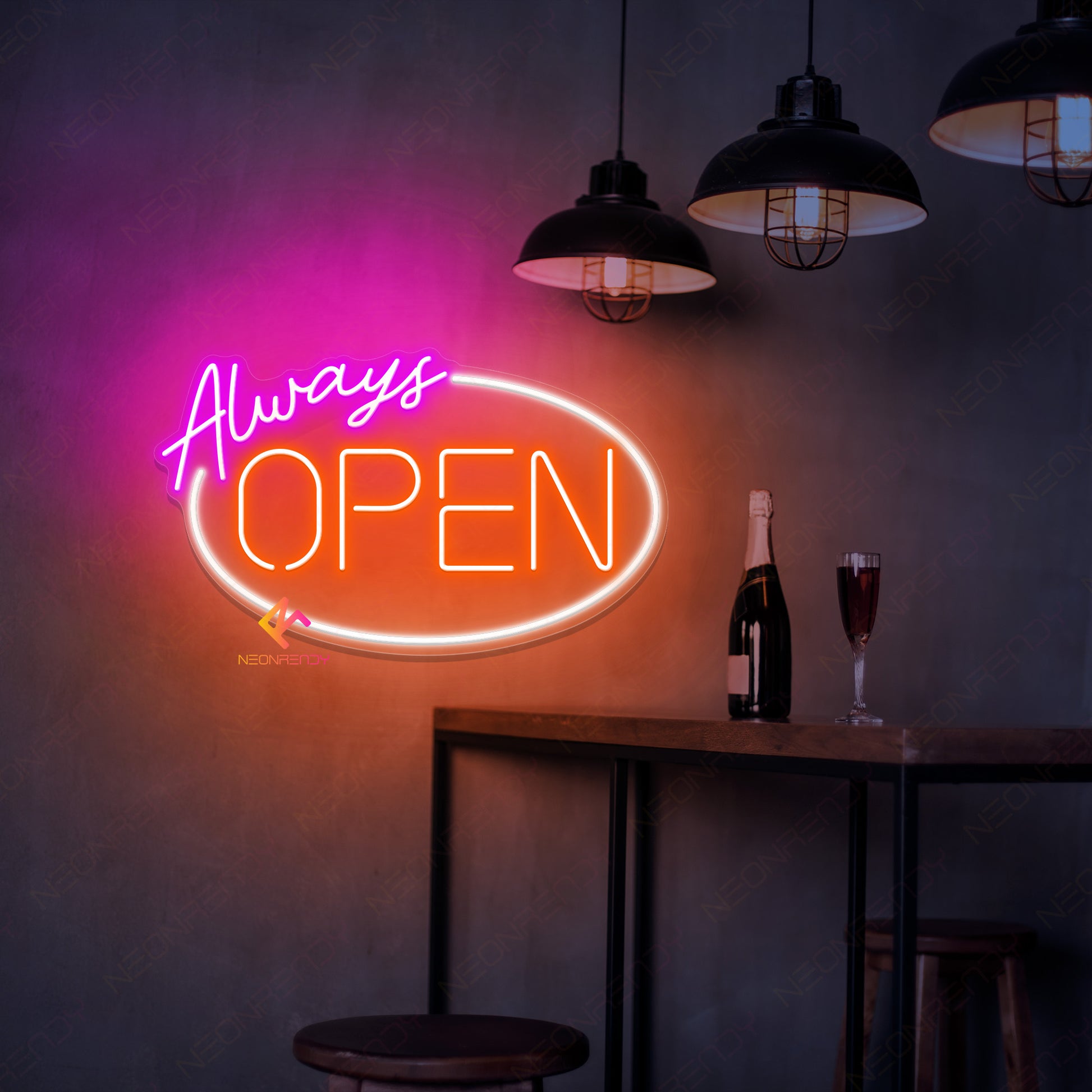 Always Open Neon Sign Business Decor Led Light orange