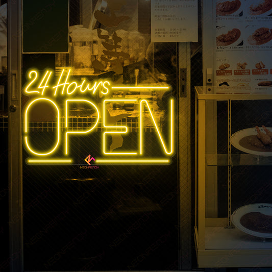 Neon Open 24 Hours Sign Open Led Light yellow