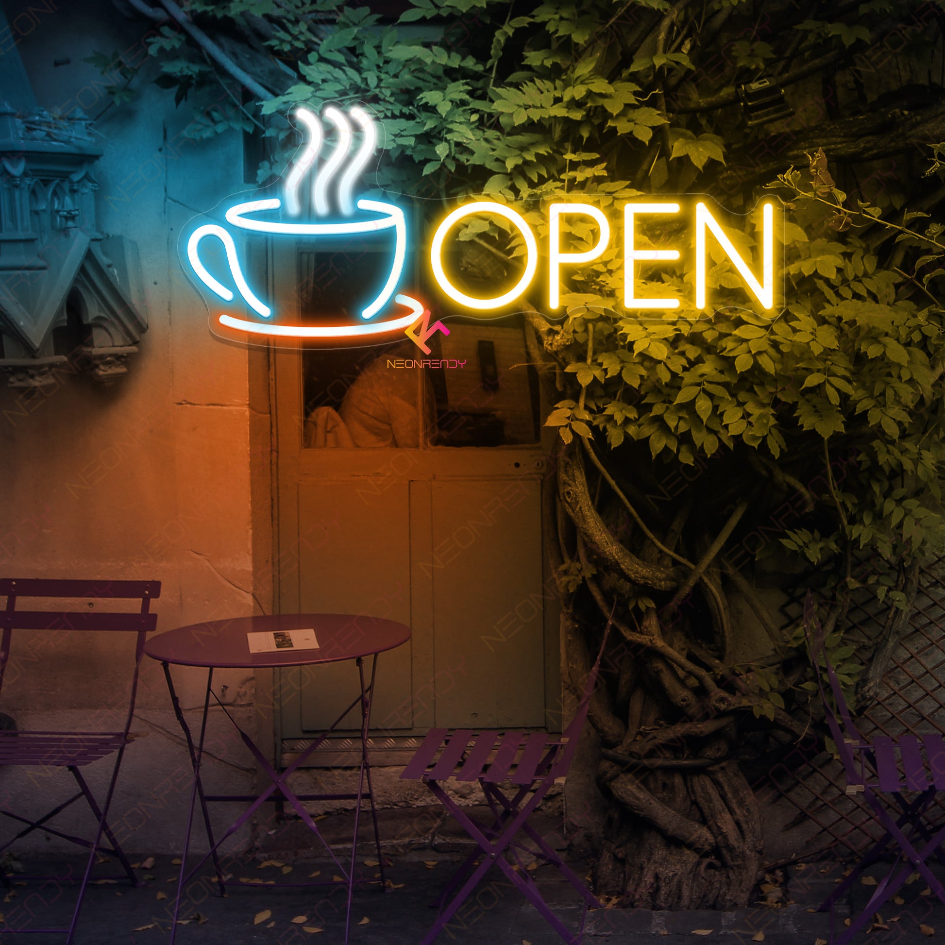 Cafe Open Neon Sign Coffee Shop Led Light orange yellow
