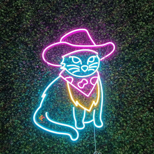 Cowboy cat neon sign lovely cat LED lights