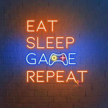 Eat Sleep Game Repeat Neon Sign Light Up For Gaming
