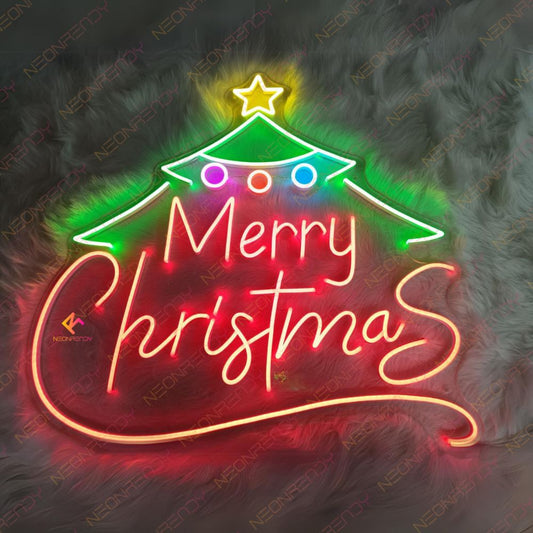 Merry Christmas Neon Sign Pine Led Light