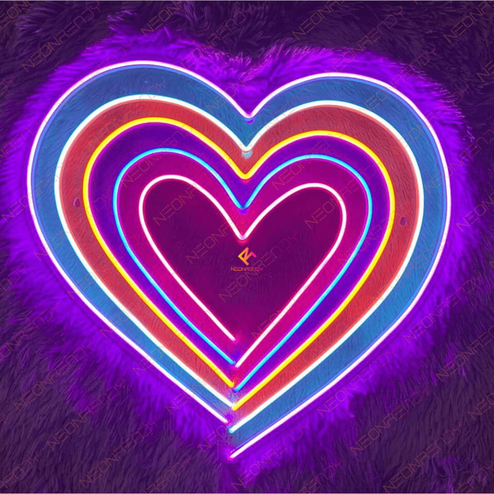 Rainbow Heart Neon Sign Aesthetic Love Customizable Led Light