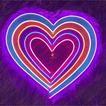 Rainbow Heart Neon Sign Aesthetic Love Customizable Led Light