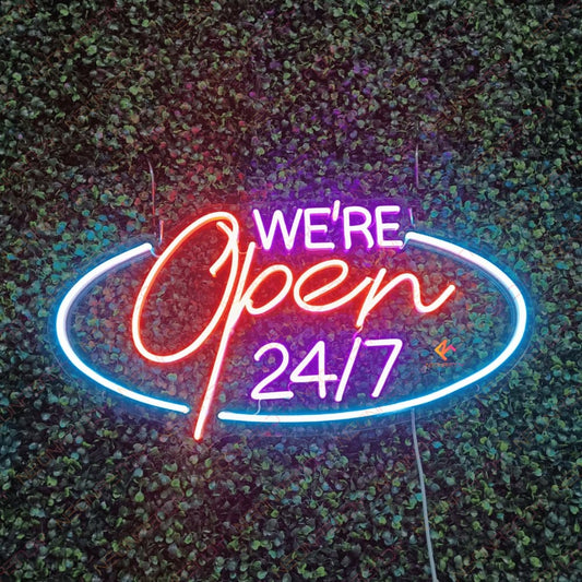 We're Open 24/7 Neon Sign Led Light